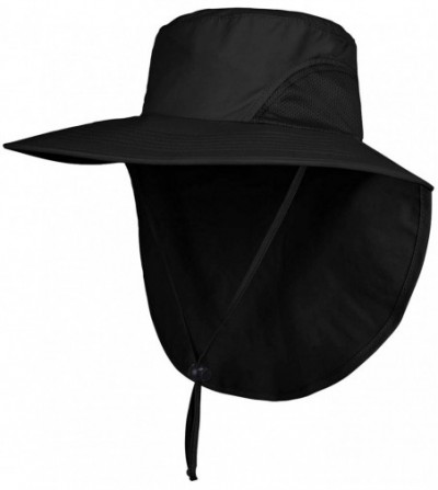 Sun Hats Unisex Outdoor Hats Sun Protection Fishing Hat Wide Brim Neck Flap UPF 50+ - Black - C418RD88O8N