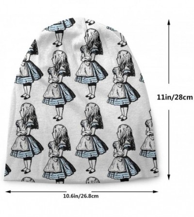Skullies & Beanies Beanie Knit Hats Slouchy Baggy Hat 3D Print Skull Cap for Men Women Small Alice in Wonderland Black - CD18...