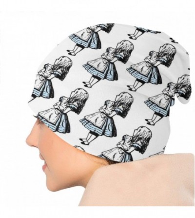 Skullies & Beanies Beanie Knit Hats Slouchy Baggy Hat 3D Print Skull Cap for Men Women Small Alice in Wonderland Black - CD18...
