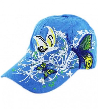 Baseball Caps Embroidered Butterfly Flower Baseball Cap Cycling Duck Tongue Hat - Blue - CH12IFNXIXL