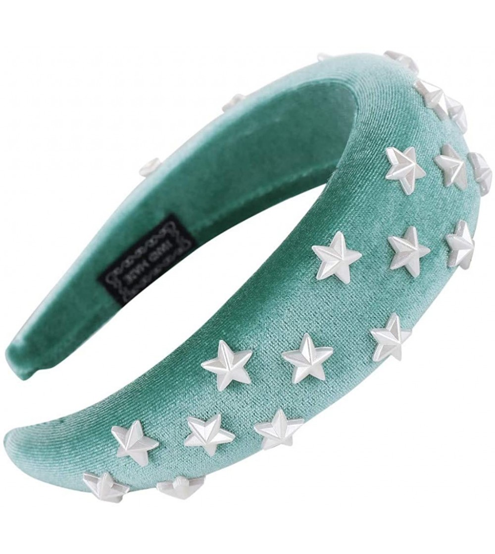 Headbands Women Hairband Cute Sponge Velvet Star Headband Hair Accessories Hair Head Hoop - Green - CM18U522WL8