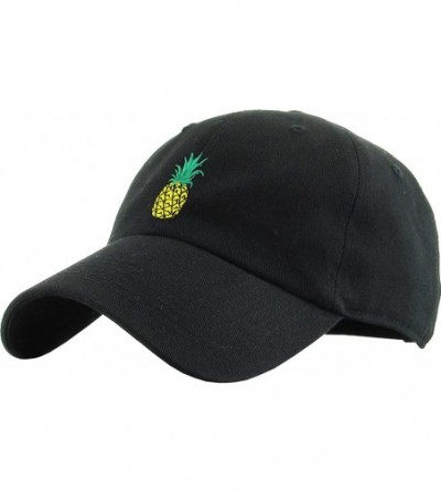 Baseball Caps Pineapple Dad Hat Baseball Cap Polo Style Unconstructed - (1.2) Black Pineapple Classic - CL18LX79KNO