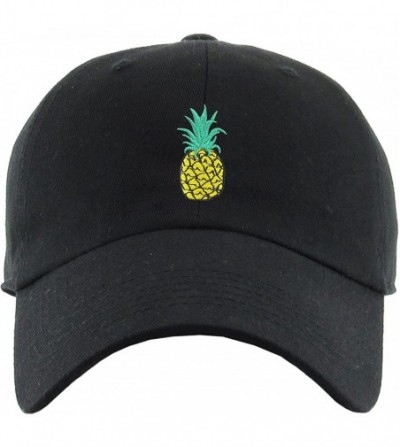 Baseball Caps Pineapple Dad Hat Baseball Cap Polo Style Unconstructed - (1.2) Black Pineapple Classic - CL18LX79KNO