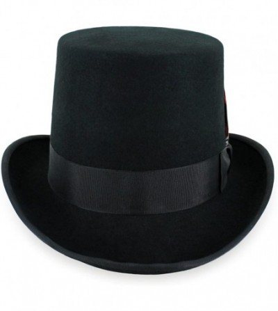 Fedoras Mens Top Hat Satin Lined Topper by Belfry 100% Wool in Black Grey Navy Pearl - Black - CY187G9SEU4