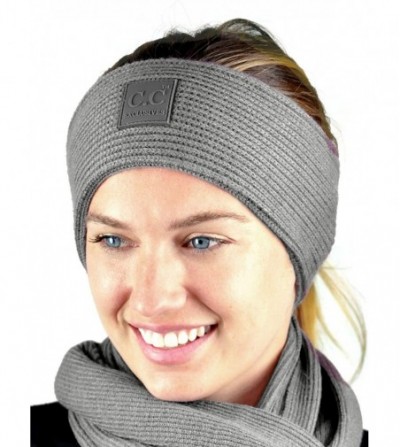 Cold Weather Headbands Unisex Winter Thick Ribbed Knit Stretchy Plain Ear Warmer Headband - Light Melange Gray - CJ18XAXDX0E