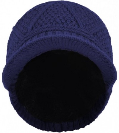 Visors Visor Beanie Winter Hats for Men Women Billed Beanie Fleece Lined Knit Ski Skull Cap - Blue - CP1897ORRO8