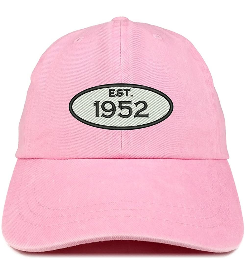 Baseball Caps Established 1952 Embroidered 68th Birthday Gift Pigment Dyed Washed Cotton Cap - Pink - C4180MA6I0Z