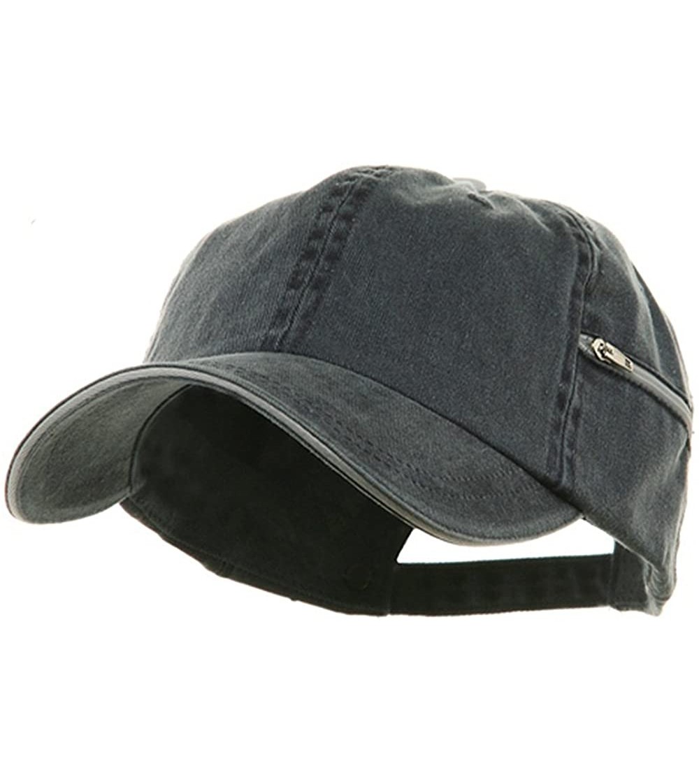 Baseball Caps Low Profile Washed Side Zipper Pocket Cap - Blue - CE18GYZHXOE