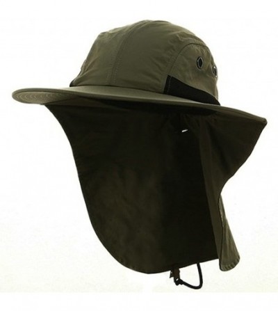 Sun Hats 4 Panel Large Bill Soft Bucket w/ Neck Flap Hat Sun Cap - Olive Green - CT118K90SHP