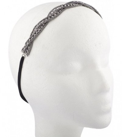 Headbands Braided Mesh Crystal Rhinestone Stretch Headband - Hematite - C212LX6G37F