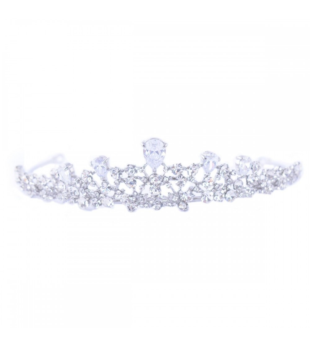Headbands Rhinestone Tiara Birthday Crown Silver Plated for Girls - CT17YUEX47T