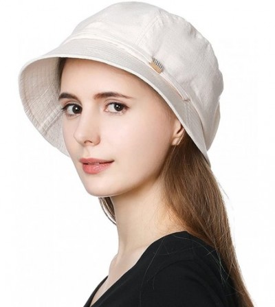 Bucket Hats Packable Sun Bucket Hats for Women with String Beach SPF Protection Bonnie Gardening 55-59cm - Beige_89053 - CR18...