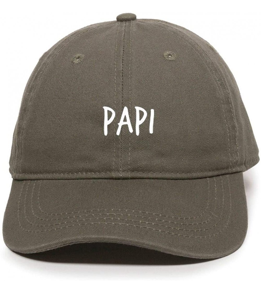 Baseball Caps Papi Daddy Baseball Cap- Embroidered Dad Hat- Unstructured Six Panel- Adjustable Strap (Multiple Colors) - Oliv...
