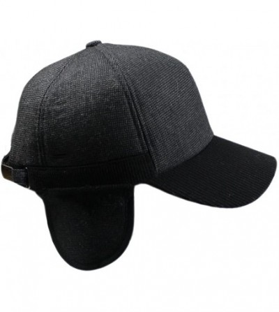 Skullies & Beanies Mens Winter Warm Fleece Lined Outdoor Sports Baseball Caps Hats with Earflaps - Black - C912OCBO1DS
