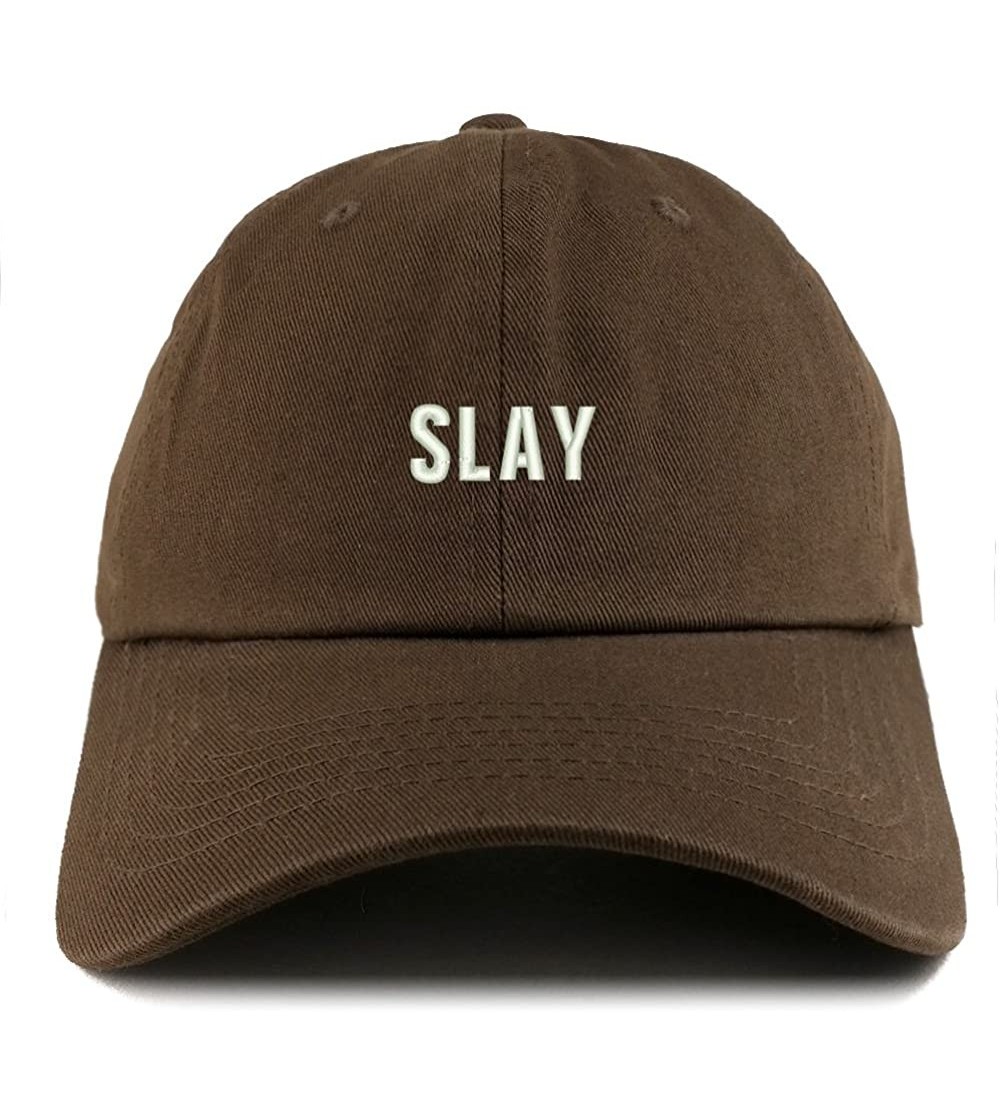 Baseball Caps Slay Embroidered Low Profile Soft Cotton Dad Hat Cap - Brown - CA18D4YYKAQ
