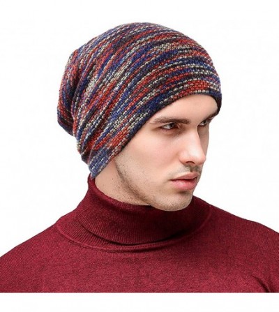Skullies & Beanies Men Winter Skull Cap Beanie Large Knit Hat with Thick Fleece Lined Daily - L - Red - CB18ZD60Q4M