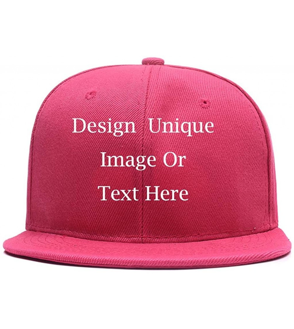 Baseball Caps Men Women Custom Flat Visor Snaoback Hat Graphic Print Design Adjustable Baseball Caps - Rose Red - C918HCOMZRI