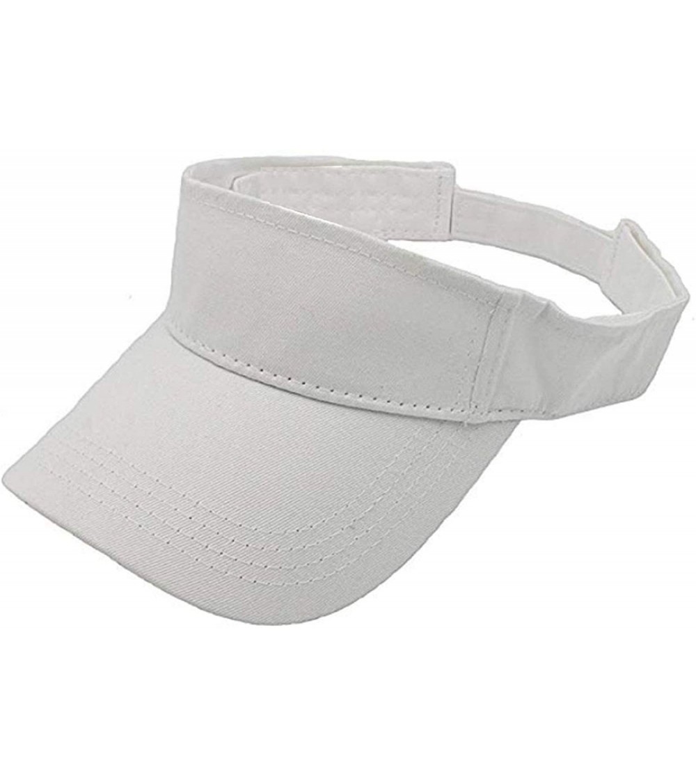 Visors Women Wide Brim Visor Hat UV Sunblock Sun Protection Beach Sports Tennis Golf Hats - White-velcro - C618OTALXT6