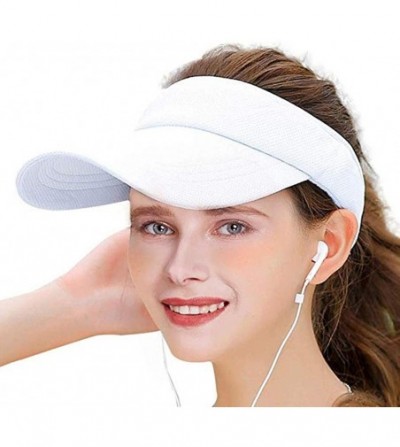 Visors Women Wide Brim Visor Hat UV Sunblock Sun Protection Beach Sports Tennis Golf Hats - White-velcro - C618OTALXT6