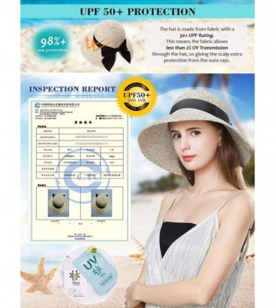 Visors Womens Packable Ponytail Straw Fedora Sun Cloche Hat Summer Beach Panama 56-59cm - Brown_89015 - CS18SO8TR67