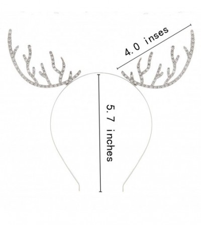 Headbands Christmas Headband Reindeer Antlers Crystal Paved Delicate Metal Headband Silver - Silver - CP187Q7QL4O