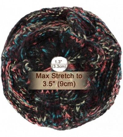 Skullies & Beanies Womens Ponytail Beanie Hat Soft Knit BeanieTail Warm Winter Hat - Black Kaleidoscope Mix - CV18EDTG76U