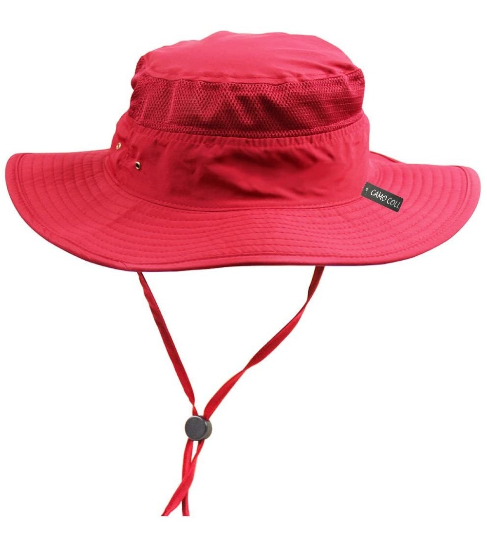 Sun Hats Outdoor UPF 50+ Boonie Hat Summer Sun Caps - Red - CH11VPZJ327