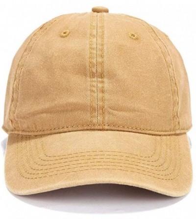 Baseball Caps Men Women Baseball-Cap Unisex Washed Distressed Baseball Hats Vintage Twill Adjustable Dad-Hat - Yellow - C118N...