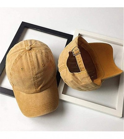 Baseball Caps Men Women Baseball-Cap Unisex Washed Distressed Baseball Hats Vintage Twill Adjustable Dad-Hat - Yellow - C118N...