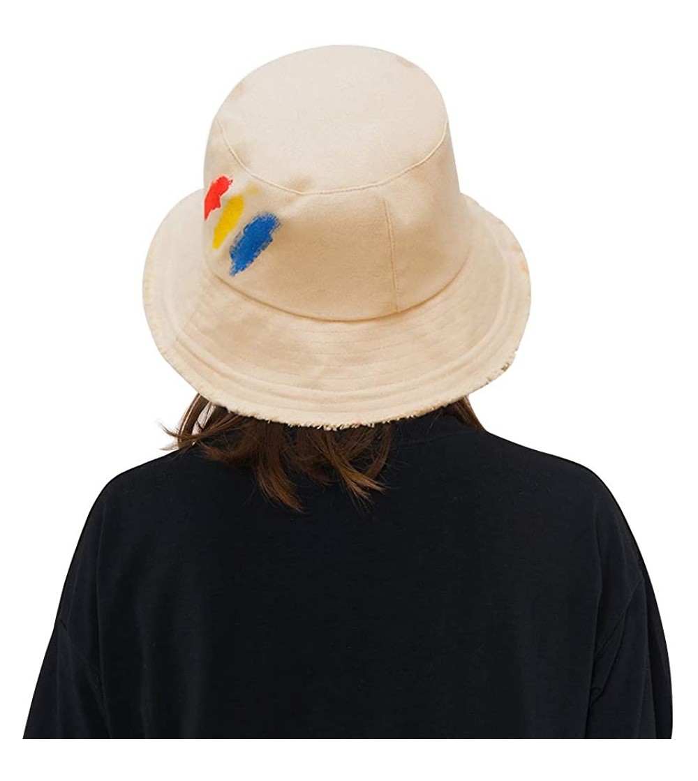 Sun Hats Fashion Fruit Bucket Hat for Women Trendy Strawberry Painted Foldable Summer Cotton Fisherman Sun Caps - Z-khaki - C...