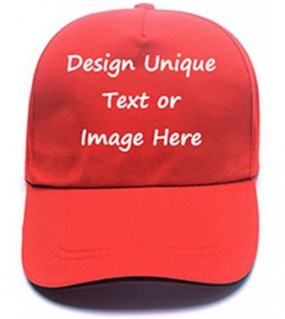 Baseball Caps Custom Hat Print Design Fashion Men Women Trucker Hats Adjustable Snapback Baseball Caps - Red Black - CA18G8Z3NQ2