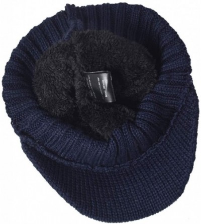 Skullies & Beanies Men's Knit Beanie Visor Skullcap Cadet Newsboy Cap Ski Winter Hat - Stripe-navy - CA18LGQ67XE