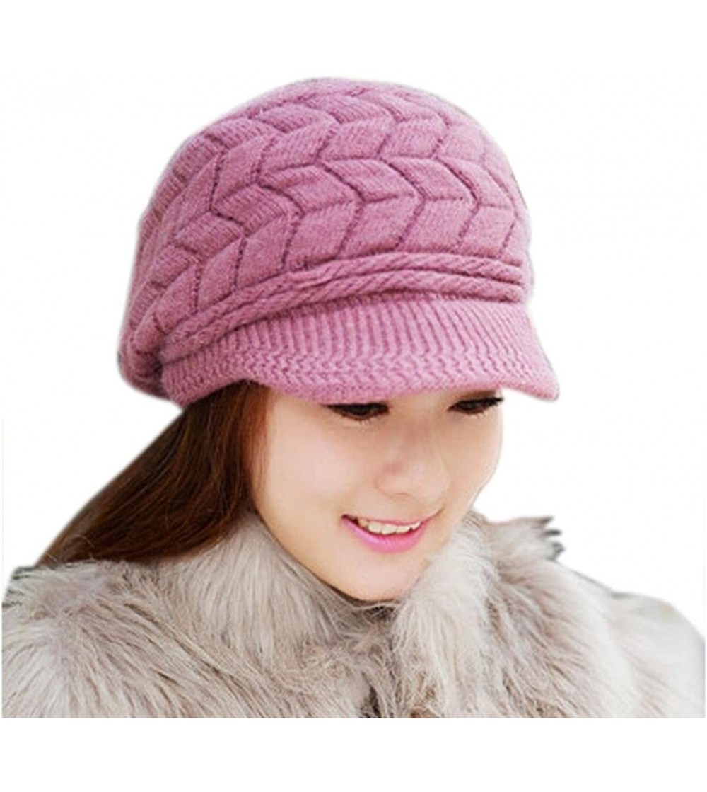 Skullies & Beanies Hats for Women- Fashion Women Hat Winter Skullies Beanies Knitted Hats Cap - Purple - CO18870DQLS