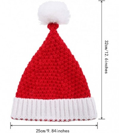 Bucket Hats 2 Pieces Santa Hat Christmas Red and White Knitted Christmas Caps Winter Hat Xmas Hats - CV18K75024L