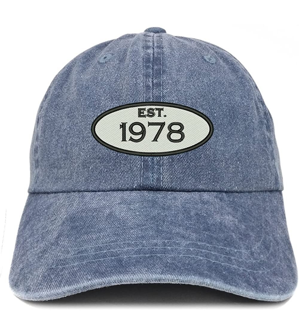 Baseball Caps Established 1978 Embroidered 42nd Birthday Gift Pigment Dyed Washed Cotton Cap - Navy - CR180MWHWHD