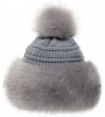 Bomber Hats Women's Faux Fur Hat Russian Style Monglian Warm Soft Cossack Pompom Ski Hats for Winter - Light Grey - CW18X2Z6576