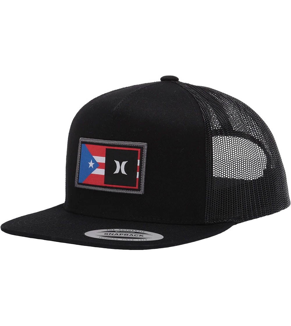 Baseball Caps Men's Destination Flat Bill Trucker Baseball Cap Hat - Black/Black Forest (Puerto Ric - CQ18AQSNN8T
