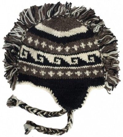 Skullies & Beanies Wool Chullo Fleece Lined Ski Hat Toque with Ear Flaps Winter Knit Beanie - V-4 - CL192T8WC6A