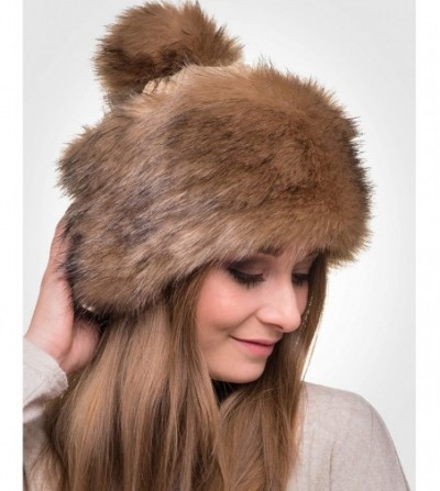 Skullies & Beanies Faux Fur Russian Hat for Women - Warm & Fun Fur Cuff Hat with Pom Pom - Beige Fox - CC11ON85GFV