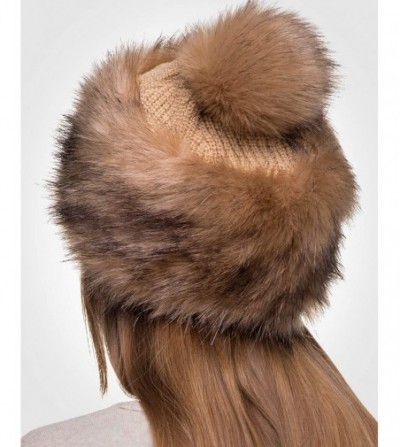 Skullies & Beanies Faux Fur Russian Hat for Women - Warm & Fun Fur Cuff Hat with Pom Pom - Beige Fox - CC11ON85GFV
