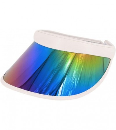 Visors Women Sun Visors Hologram Wide Brim Thicker Sweatband UV Protective Sportswear Visors Sunhat - White - CR18EMN7E02