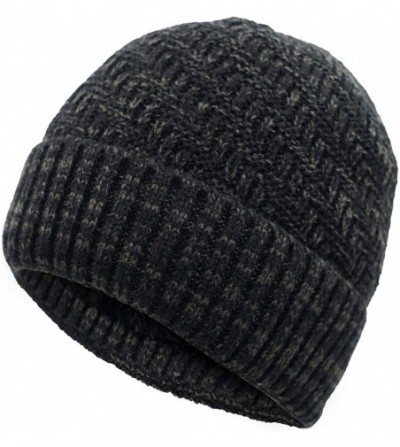 Skullies & Beanies Daily Beanie Hat for Men Warm Winter Hats Thick Knit Cuff Beanie Cap - Black - C218IDXK3TC