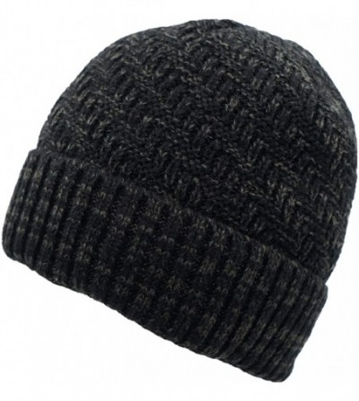 Skullies & Beanies Daily Beanie Hat for Men Warm Winter Hats Thick Knit Cuff Beanie Cap - Black - C218IDXK3TC