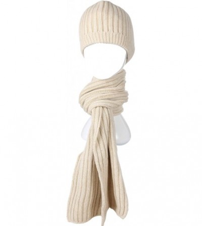 Skullies & Beanies Winter Beanie Hat Scarf Set Warm Knit Skull Cap and Scarf for Men Women - Beige - C7187EYL0W9