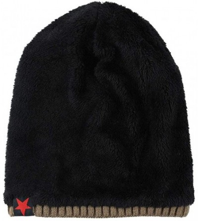 Skullies & Beanies Men Winter Skull Cap Beanie Large Knit Hat with Thick Fleece Lined Daily - N - Khaki - C318ZGS4YR6