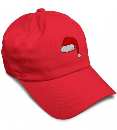 Baseball Caps Custom Soft Baseball Cap Santa Hat Embroidery Dad Hats for Men & Women - Red - CK18SIR7NRW