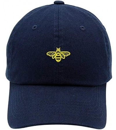 Baseball Caps Bee Embroidered Brushed Cotton Dad Hat Cap - Vc300_navy - C018QGGZ9ZT