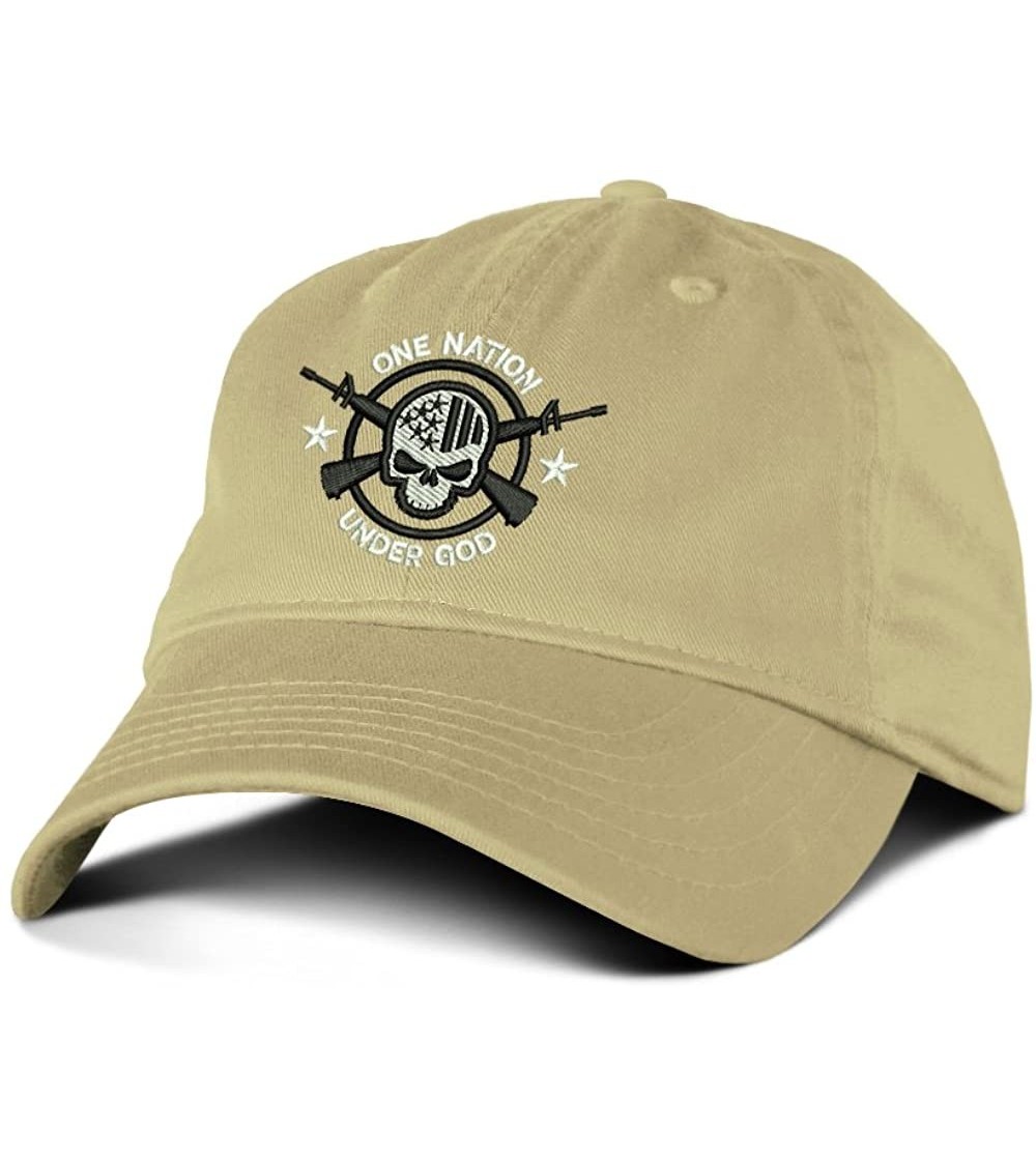 Baseball Caps One Nation Under God Military Baseball Hat - Khaki - C612IFHJ2WD