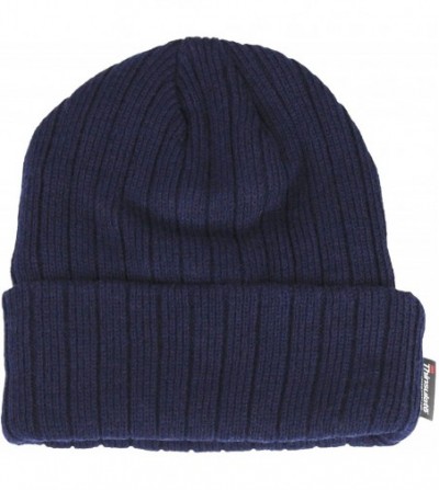 Skullies & Beanies Thinsulate 3M 40g Thermal Winter Beanie Hat for Men - Stretch Fit Skull Cap - Navy Blue - CZ12MZSB4EC