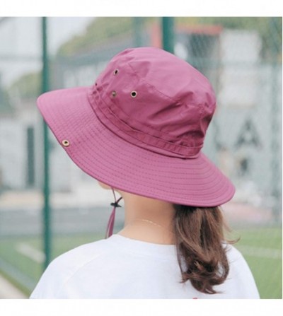 Sun Hats Men's Outdoor Mesh Bucket Sun Hat- Wide Brim Breathable UV Protection Summer Fishing Hat - 02-fuchsia - C018SGI7ER5